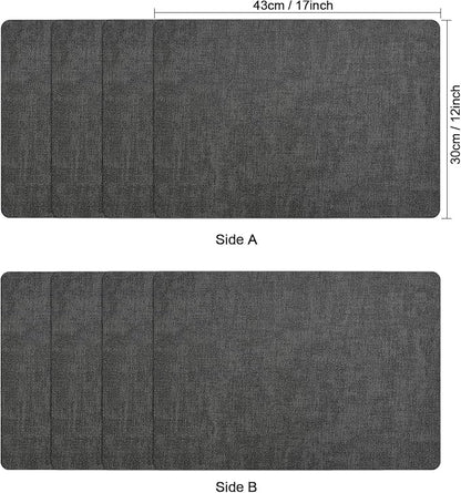 Myir JUN Placemats Dual Sided, Faux Leather Place Mats Set of 4 Indoor Placemats for Dining Table Outdoor Placemats Square Non-Slip Washable Table Mats (Gray, Set of 4)