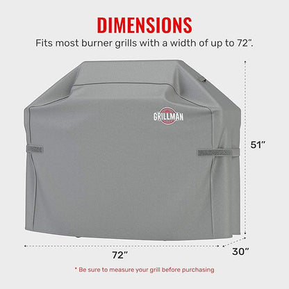 Grillman Grill Cover, BBQ Outdoor Grill Covers, Charcoal, Gas Grills, Waterproof, Rip-Proof, Weather-Resistant, Anti-UV, Barbecue Cover for Weber, Genesis, Charbroil, Nexgrill, etc (Gray, 72 Inch)