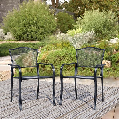 Patio Dining Chairs Set of 2, Metal Mesh Patio Furniture Set by Home