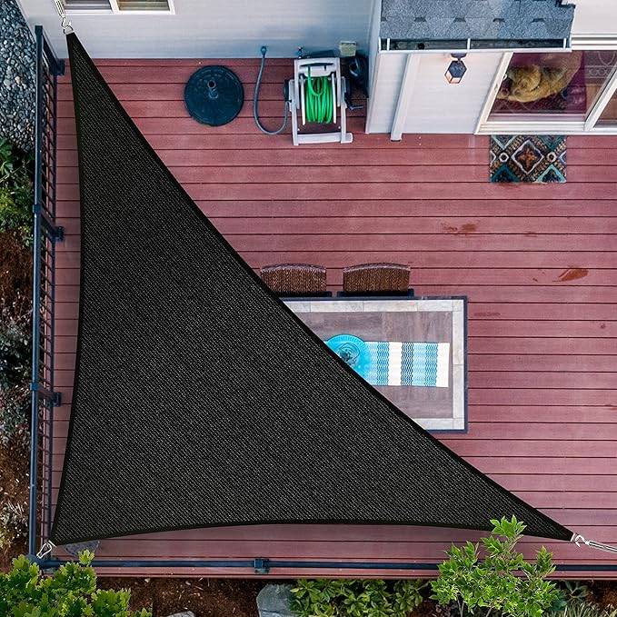 10' x 12' x 15.6' Black Sun Shade Sail UPF50 Right Triangle SMTAPT12 Canopy by ShadeMart