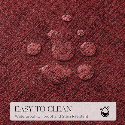 MOSAYT Faux Leather Placemats Set of 12, Heat Resistant Vinyl Place Mats with Coasters, Wipeable Washable 100% Waterproof Oil Proof Table Mats for Kitchen Dining Party Indoor Outdoor, 12" x 17", Red