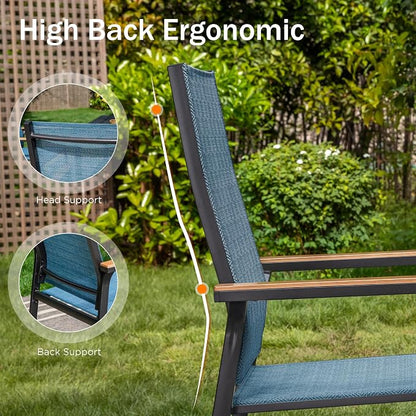 PHI VILLA Outdoor Stackable Dining Chairs Set of 4 w/Aluminum Frame, - Image 5