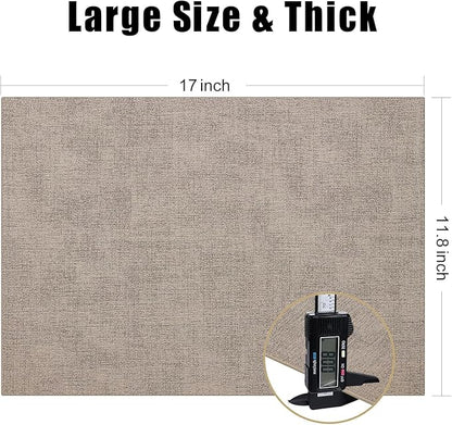 Homaxy Faux Leather Heat Resistant Placemats for Dining Table Set of 4, Waterproof Wipeable Washable PU Table Mats, Easy to Clean Anti-Slip Place Mats, 11.8" x 17", Light Brown
