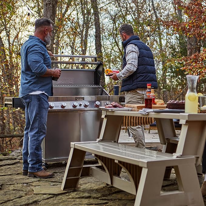 Monument Grills 6-Burner Convertible Natural Gas Smart bbq Grill Stainless Steel Denali 605 with Rotisserie Kit