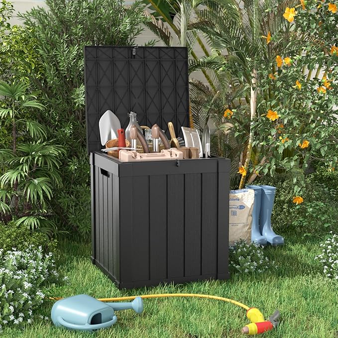 ROJIK 51 Gallon Resin Deck Box, Lockable Waterproof Weatherproof Outdoor - Image 3