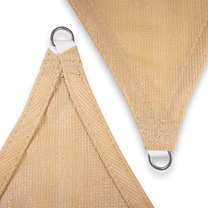 Amgo Custom Size 14' x 23' x 26.9' Sand Beige Right Triangle Sun Shade Sail - Image 8