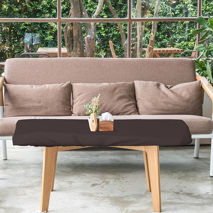 Covers & All Rectangle Table Top Cover, 12 Oz Waterproof UV & Weather Resistant Patio Table Cover, Outdoor Table Cover for Patio Furniture (90" L x 40" W x 5" H, Coffee)