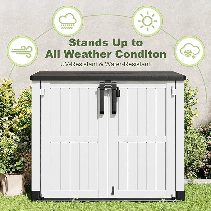 Plastic Outdoor Storage Shed, 36 Cu Ft Waterproof Outdoor Storage Cabinet - Image 2