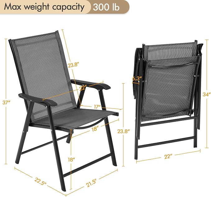 Yaheetech Patio Chairs Set of 4 Outdoor Foldable Dining Chairs, Comfortable - Image 3