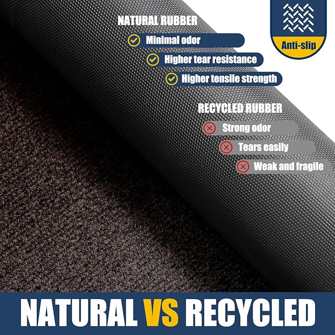 Front Door Mat Outside Entrance Indoor Doormat, 31" x 20" Outdoor Mats for Patio Waterproof, Outdoor Door Mats for Outside Entry, Indoor Rugs for Entryway, Sturdy Natural Rubber Entry Mat, Brown