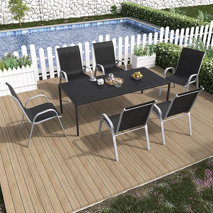 Amopatio Patio Chairs Set of 6, Stackable Outdoor Dining Chairs - Image 2