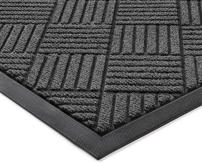 Front Door Mat, Heavy Duty Indoor Outdoor Doormat, 60” x 48” Low Profile Outdoor Mats for Home Entrance, Stain and Fade Resistant Welcome Mat, Ideal for High Traffic Area, Diamond Grey