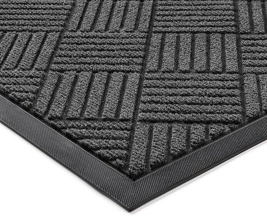 Front Door Mat, Heavy Duty Indoor Outdoor Doormat, 60" x 36" Low Profile Outdoor Mats for Home Entrance, Stain and Fade Resistant Welcome Mat Ideal for High Traffic Area, Diamond Grey