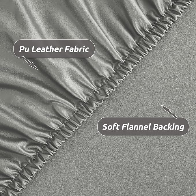 LURKA Round PU Leather Table Cover/Tablecloth with Elastic Hem – Waterproof, Oil-Proof, Scratch-Resistant, Wipeable Spill Protector for Dining Table, Kitchen, Outdoor Party (Silver, 4FT-Round)