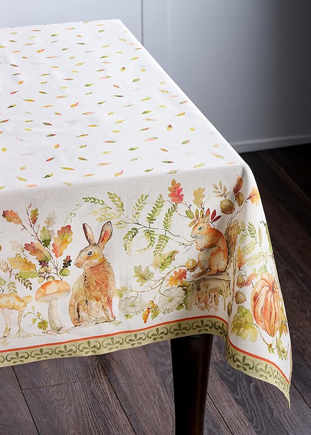 Maison d' Hermine Table Cloth Rectangle Table 100% Cotton 60 x 120 Inches Fall Tablecloth Reusable Everyday Use for Thanksgiving Christmas Decorations Dining Farmhouse Party (Pumpkin Passion)