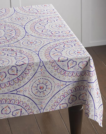 Maison d' Hermine Table Cloth Rectangle Table 100% Cotton 54 x 72 Inches Tablecloth Reusable Decorative Everyday Use for Dining Room, Farmhouse, Home, Party, Festive & Wedding Spring Summer - Mandala