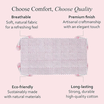 CPC Tablecloth 100% Cotton 60x90 Inch Indian Block Print Rectangle Table Cover, Washable Table Cloth for WeddingsSpring/Summer, Barbeque - Pink Sapphire