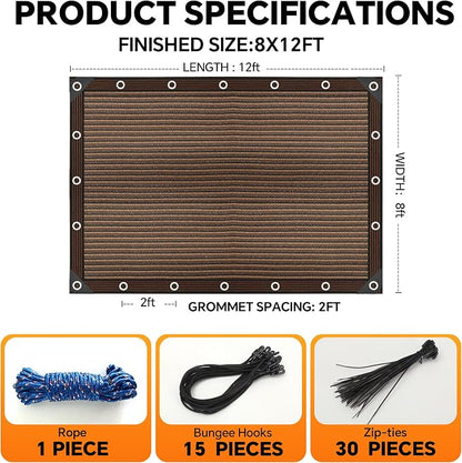 90% Sun Shade Cloth with Grommets, Breathable HDPE Mesh Tarp - Image 3