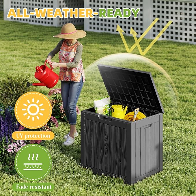 Outdoor Storage Box 38 Gallon Waterproof Resin Deck Boxes, - Image 2