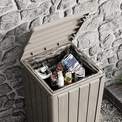 23 Gallon Outdoor Trash Can Waterproof Resin Garbage Can with Lid Outside Trash Bin for Porch Backyard, Deck, Patio, Kitchen Trash Can