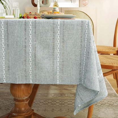 Chassic 54 x 72 inches Farmhouse Style Linen tablecloths, Wrinkle Resistant Washable Dining Room Table Cloths for Small Rectangle Tables - Hemstitch Light Grey