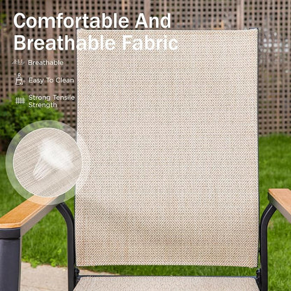 PHI VILLA Outdoor Stackable Dining Chairs Set of 2 w/Aluminum Frame, - Image 5