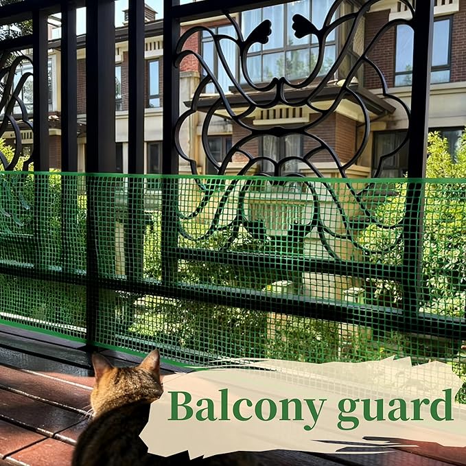 PotatoLife Plastic Wire Mesh Fence, Balcony Fence for Baby and Pets, Safety Fence, Stair Protector, Poultry, Garden, Tree Support, Durable Material, Free Zip Ties (Green, 15.7'' x 20')