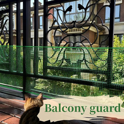 PotatoLife Plastic Wire Mesh Fence, Balcony Fence for Baby and Pets, Safety Fence, Stair Protector, Poultry, Garden, Tree Support, Durable Material, Free Zip Ties (Green, 15.7'' x 20')