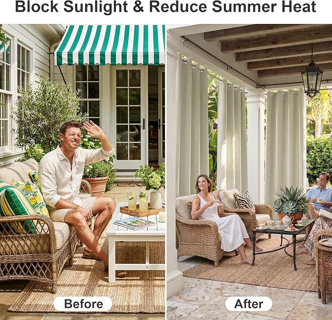 RYB HOME 2 Panels Outdoor Curtains - Image 4