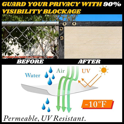 Royal Shade Custom Size 4' x 160' Beige Fence Privacy Screen Windscreen Cover Netting Mesh Fabric Cloth - Cable Zip Ties Included (We Make Custom Size)