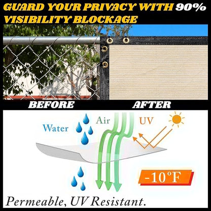 Royal Shade Custom Size 4' x 102' Beige Fence Privacy Screen Windscreen Cover Netting Mesh Fabric Cloth - Cable Zip Ties Included (We Make Custom Size)