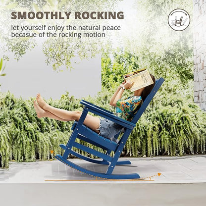 LUE BONA Outdoor Rocking Chairs Set of 4, Weather Resistant HDPS Poly Rocker - Image 7