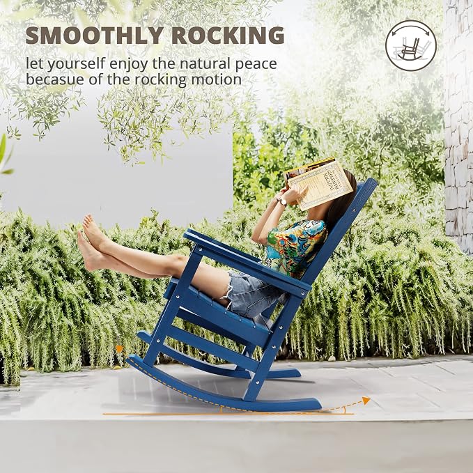 LUE BONA Outdoor Rocking Chairs Set, HDPS Poly Porch Rockers - Image 9