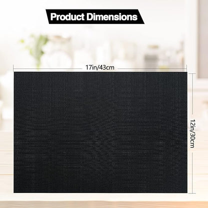 SLKQG Black Placemats Set of 8 - Easy Clean Washable Vinyl Placemats - Heat Resistant Placemats for Kitchen Table - PVC Table Mats for Dining Table (Pure Black, 8)