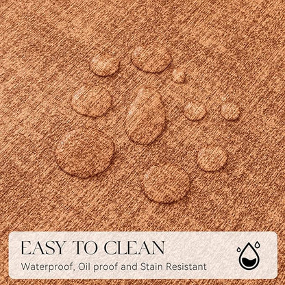MOSAYT Placemats Set of 8, Heat Resistant Vinyl Place Mats with Coasters, Wipeable Washable 100% Waterproof Oil Proof Faux Leather Table Mats for Kitchen Dining Party Outdoor, 12" x 17", Orange