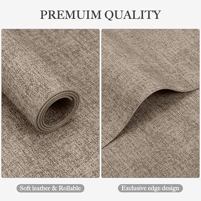 Faux Leather Heat Resistant Placemats Set of 4 – Waterproof Oilproof Wipeable Dining PU Place Mat Easy Clean Table Mats for Kitchen/Dining/Party/Holiday, Khaki