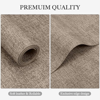 Faux Leather Heat Resistant Placemats Set of 8 – Waterproof Oilproof Wipeable Dining PU Vinyl Place Mat Easy Clean Table Mats for Kitchen/Dining/Party/Holiday, Khaki