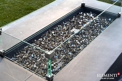All Fire Table Pit Wind Screens and Stainless Steel Buner Lid from ELEMENTI | ELEMENTI Plus and MODENO (Wind Screens, Rectangular 40.4" × 15.2" WS - 021)