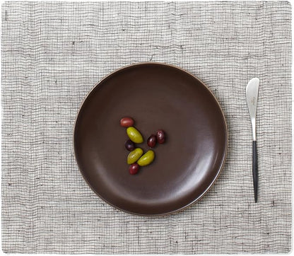 modern-twist 14" x 16" Silicone Rectangular Placemat, BPA, PVC-Free Table Mat, Dishwasher Safe, Linen Print in Chocolate, Pack of 1