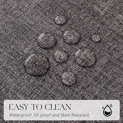 MOSAYT Placemats Set of 8, Heat Resistant Vinyl Place Mats with Coasters, Wipeable Washable Waterproof Oil Proof Faux Leather Table Mats for Kitchen Dining Party Outdoor, 12" x 17", Dark Light Grey