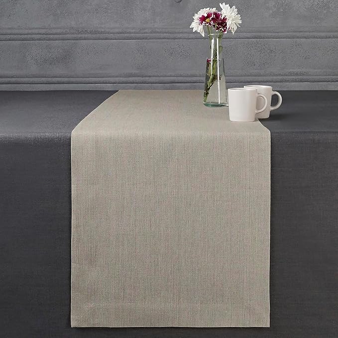 D'Moksha Homes Linen Natural Table Runner 72 Inches Long - 100% Pure Linen 14 x 72 Inch Table Runner for Dining, Valentines, Holiday - Machine Washable