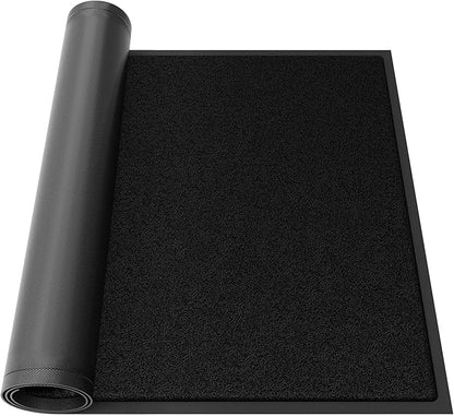 Sturdy Front Door Mat, 24" x 72" Heavy Duty Outdoor Indoor Mats to Trap Dirt and Moisture, Non-Slip Waterproof Doormat Inside Entrance, Washable Welcome Mats for Home Entryway（Black）