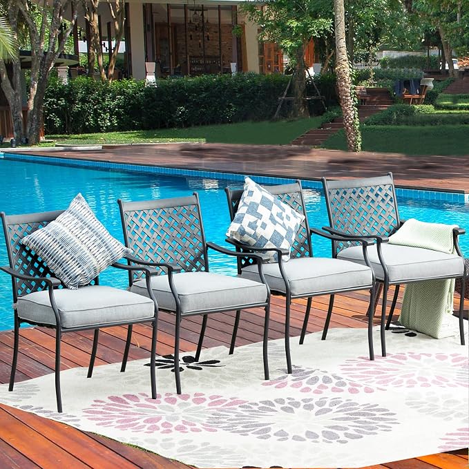 Patio Dining Chairs Stackable Outdoor Chairs Dining Furniture Set of 4 - Image 3