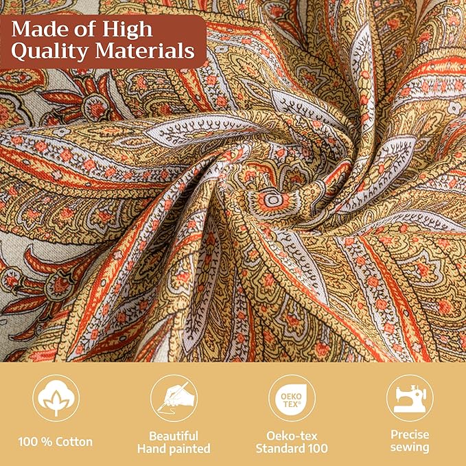 Maison d' Hermine Table Cloth Rectangle Table 100% Cotton 70 x 120 Inches Fall Tablecloth Reusable Everyday Use for Thanksgiving Christmas Decorations Dining Farmhouse Party (Kashmir Paisley)