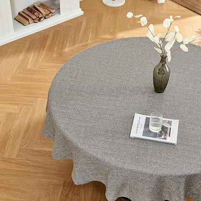 BALCONY & FALCON Round Tablecloth Washable Wrinkle Resistant and Water Proof Table Cloth Decorative Linen Fabric Tablecloths for Dining Parties Kitchen Wedding and Outdoor Use (Gray, 70" Round)