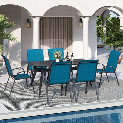 Patio Dining Chairs Set of 6, Stackable Dining Chairs High Back, Breathable - Image 2