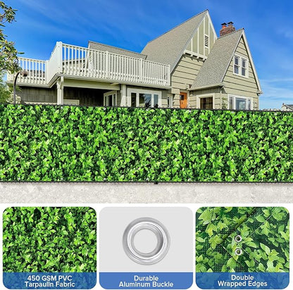 UPGRADE 3'x27'Customized PVC Privacy Fence Screen with Green Leaves Print – Outdoor Waterproof Patio Privacy Cover for Yard, Balcony, Garden Fence Decoration