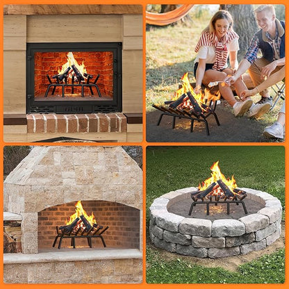 Fireplace Grate 21 Inch with 7 Support Legs, Round Solid Steel Heavy Duty Fireplace Log Holder, Fireplace Log Grate for Indoor Fireplace & Outdoor Firepit