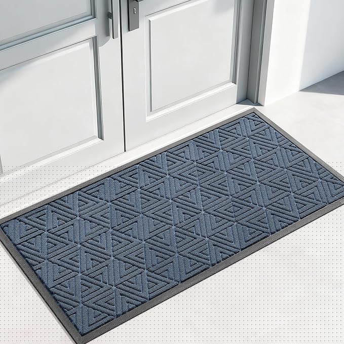 Yimobra Large Door Mat 47x24, All-Weather Waterproof Non-Slip Welcome Matt Outdoor, Heavy Duty Non Slip Doormat for Entryway for Patio and Garage Indoor, Easy Clean, Blue