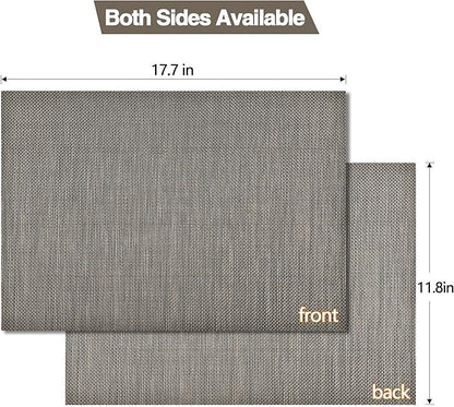 SLKQG Placemats Set of 4 - Easy Clean Washable Vinyl Placemats - Wipeable Heat Resistant Table Mats for Dining Table - 17.7x11.8 Inch (4, Mint Gray)